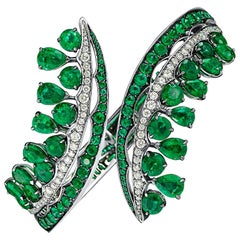 18 Karat White Gold, White Diamonds and Ethically Sourced Emeralds Bracelet