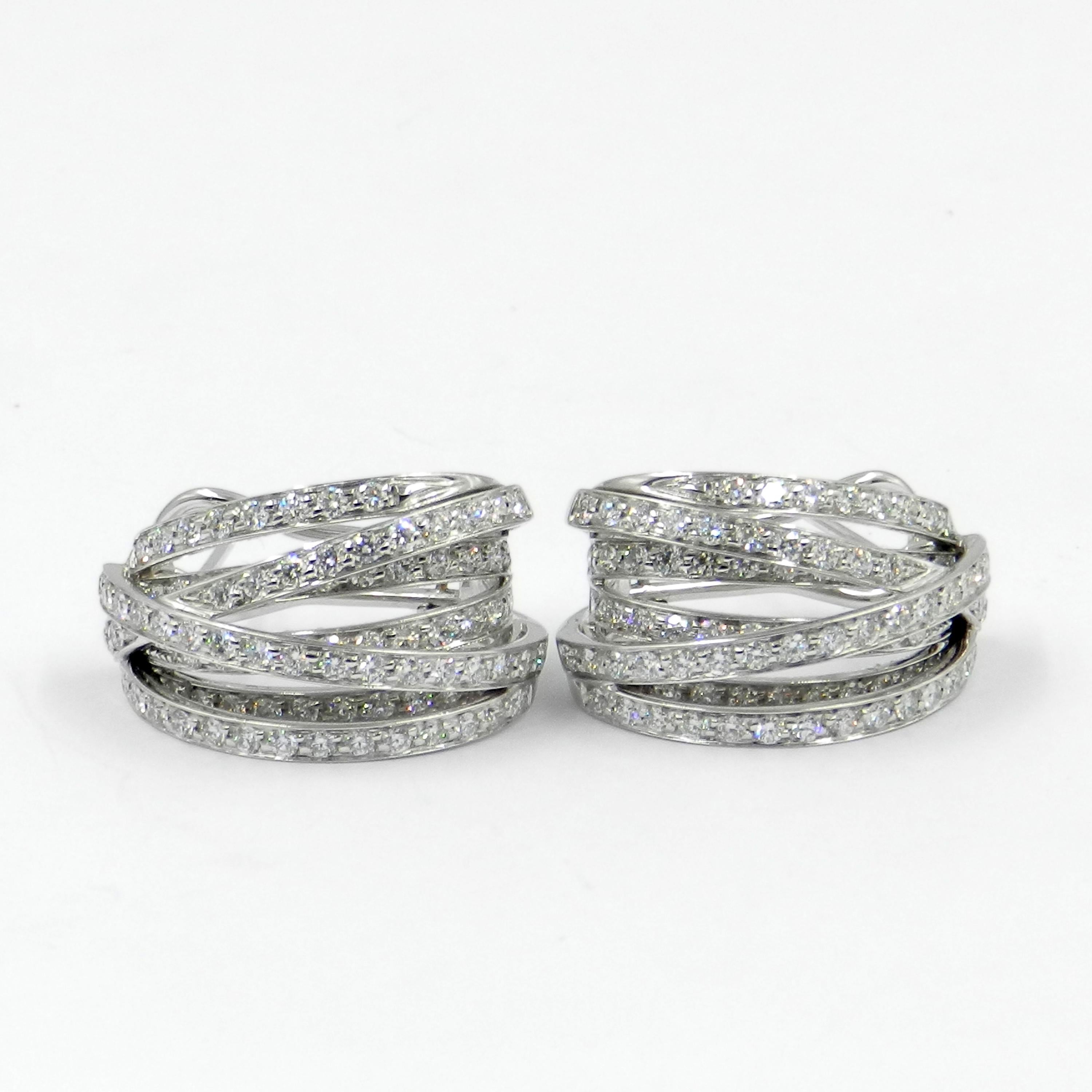 Women's 18 Karat White Gold White Diamonds Garavelli Earrings