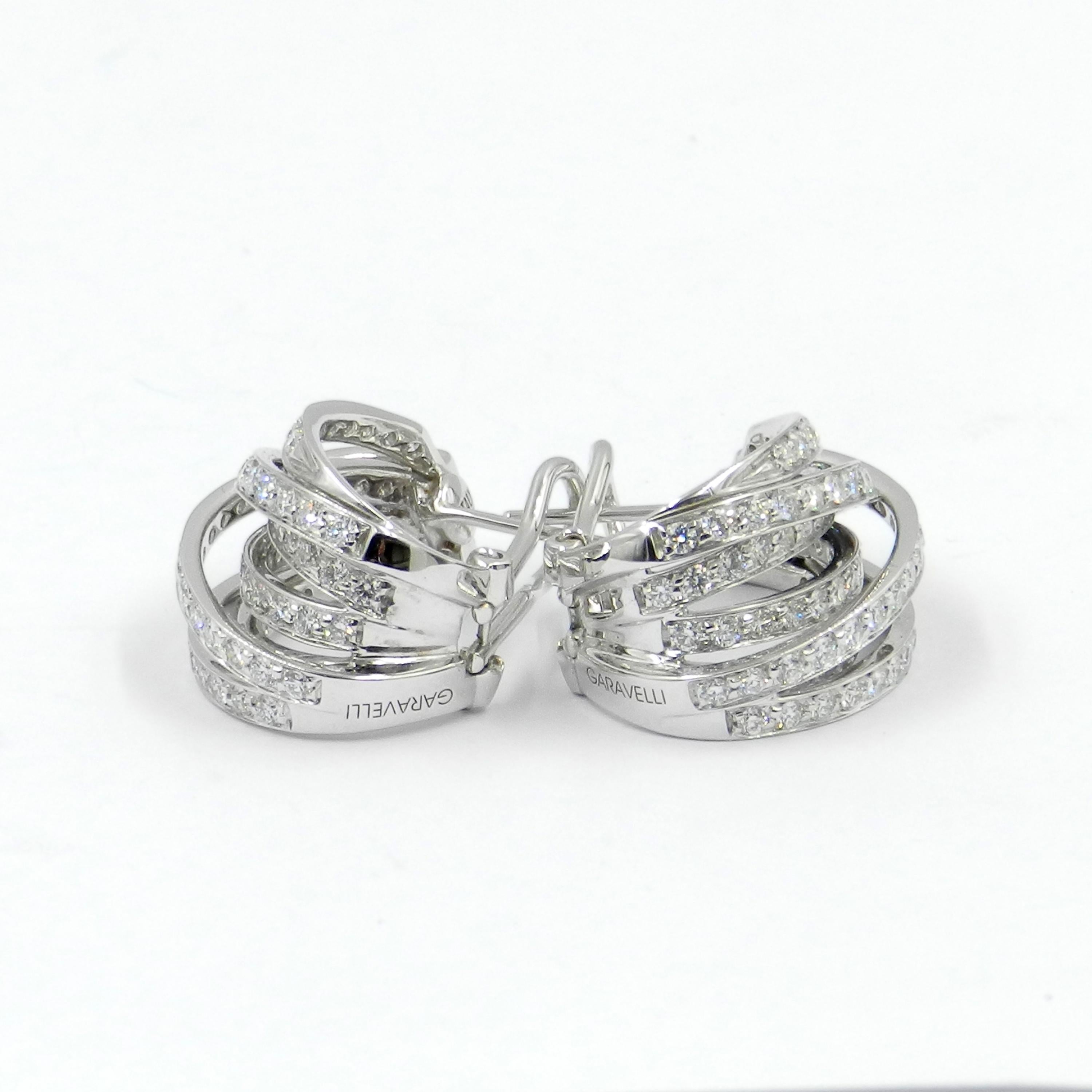 18 Karat White Gold White Diamonds Garavelli Earrings 2