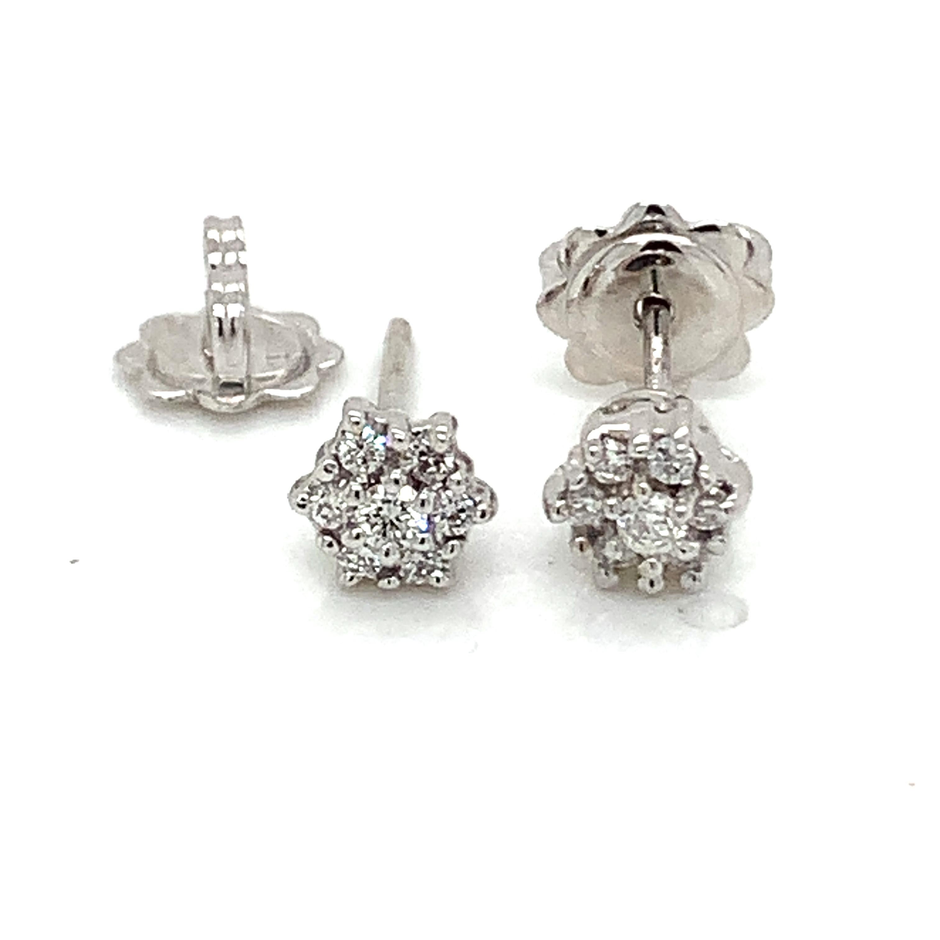 Boucles d'oreilles fleur Garavelli en or blanc 18 carats et diamants blancs Pour femmes en vente