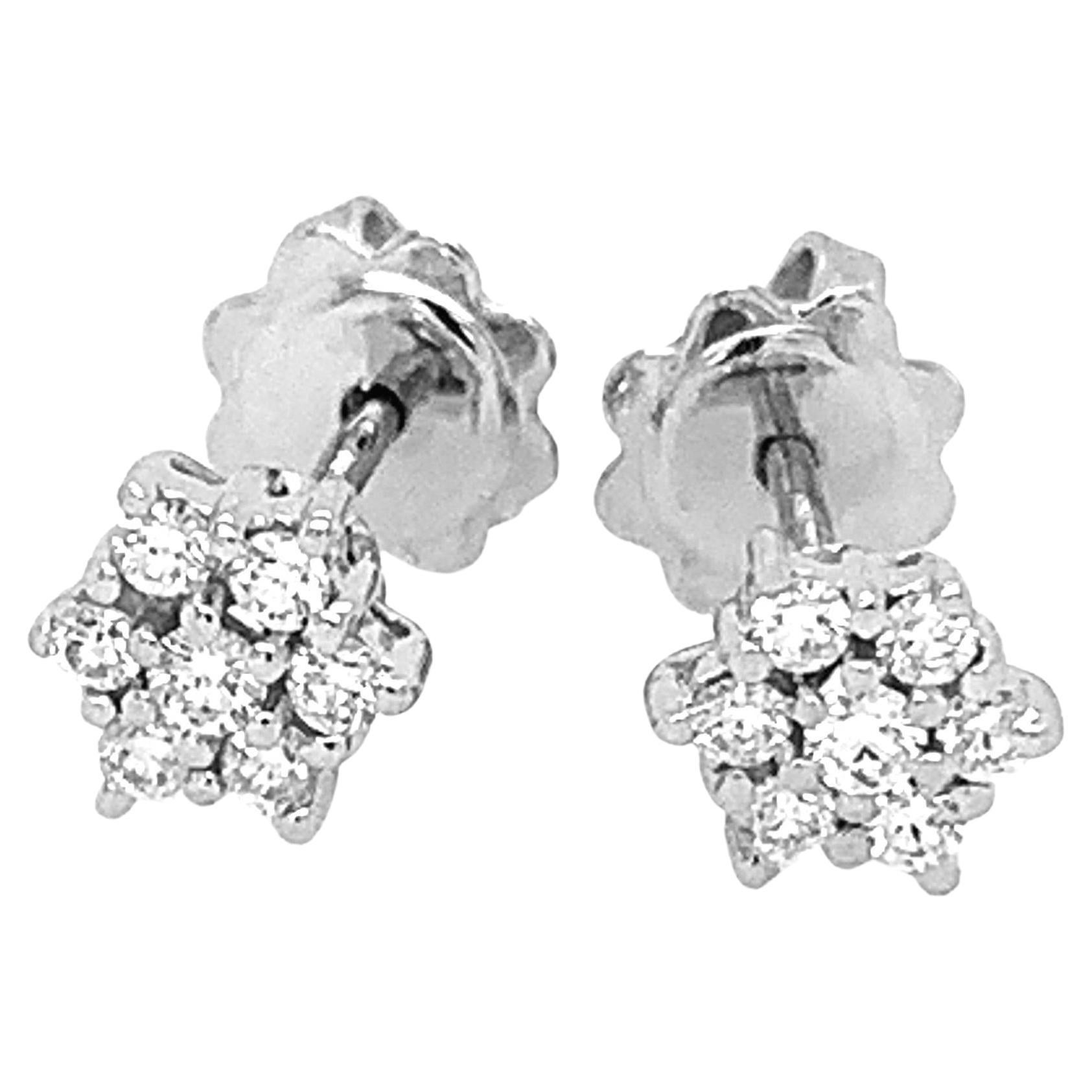 Boucles d'oreilles fleur Garavelli en or blanc 18 carats et diamants blancs en vente