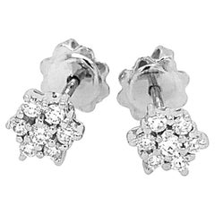 18 Karat White Gold White Diamonds Garavelli Flower Stud Earrings