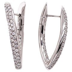 18 Karat White Gold White Diamonds Garavelli Marquees Shape Hoops Earrings