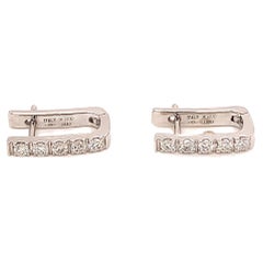 Oro Blanco 18 Kilates Diamantes Garavelli Nuevos Pendientes Huggie