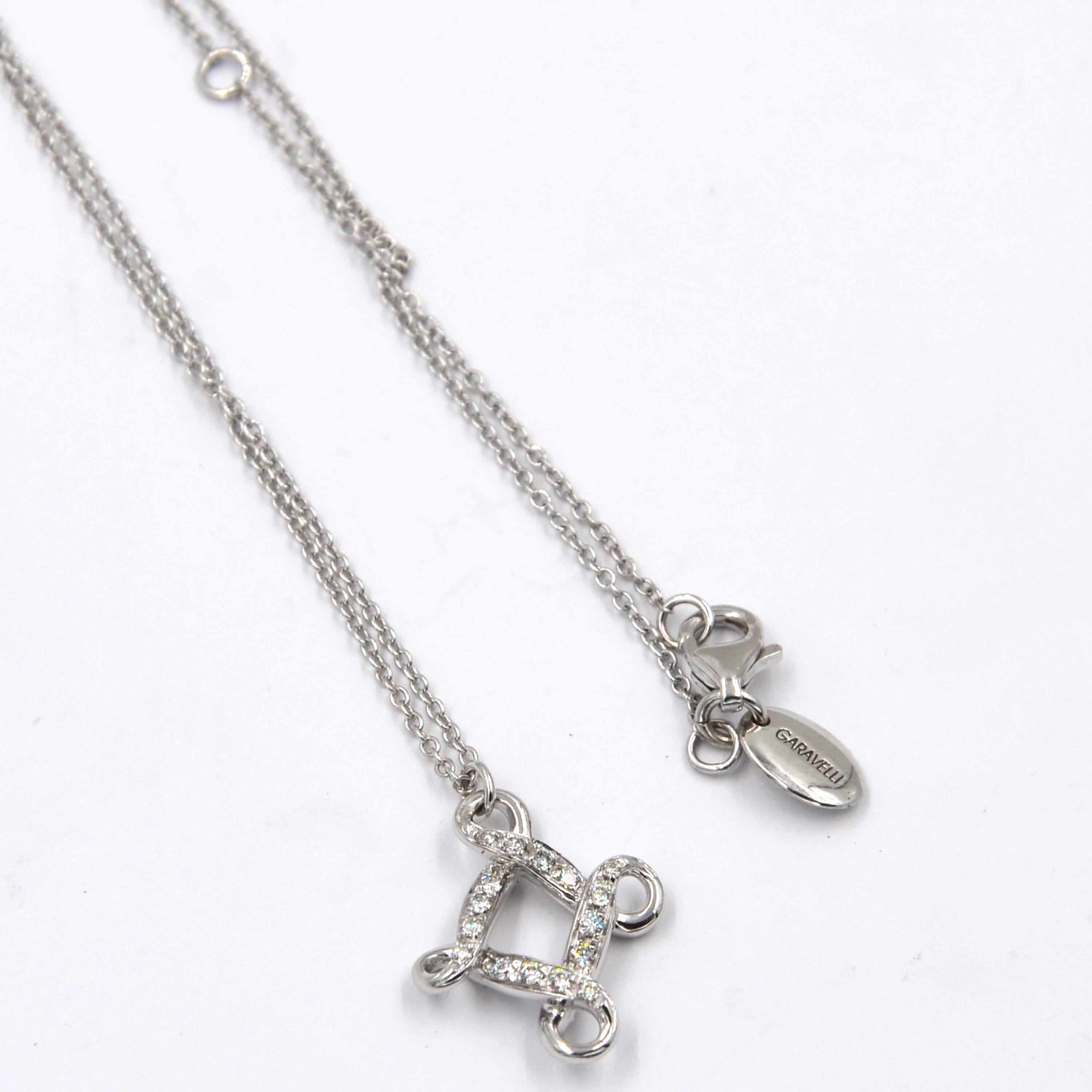 Women's 18 Karat White Gold White Diamonds Garavelli Modern Cross Pendant with Chain