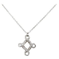 18 Karat White Gold White Diamonds Garavelli Modern Cross Pendant with Chain