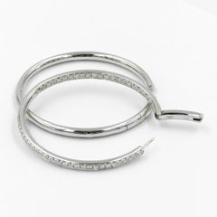 18 Karat White Gold White Diamonds Garavelli Round Hoops Earrings