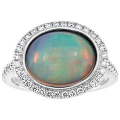 18 Karat White Gold White Opal Ring '3 1/4 Carat'