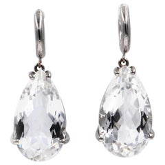 18 Karat White Gold White Quartz Drops Garavelli Earrings