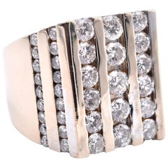 18 Karat White Gold Wide Channel Set Diamond Ring