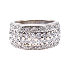 18 Karat White Gold Wide Diamond Band