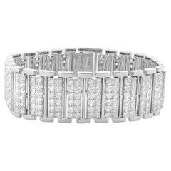 18 Karat White Gold Wide Diamond Bracelet