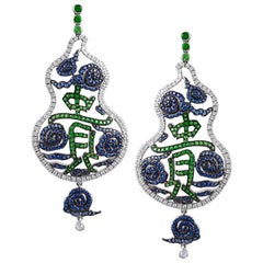 Sophia D, 1,85 Karat Tsavorit, 1,53 Saphir und 1,11 Diamant-Ohrringe