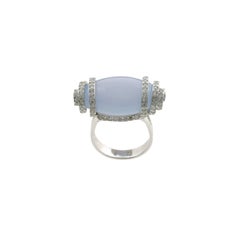 Youmna Fine Jewellery 18 Karat White Gold with Chalcedony & Diamonds Candy Ring