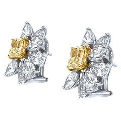 18 Karat White Gold with Fancy Yellow Diamond Earrings