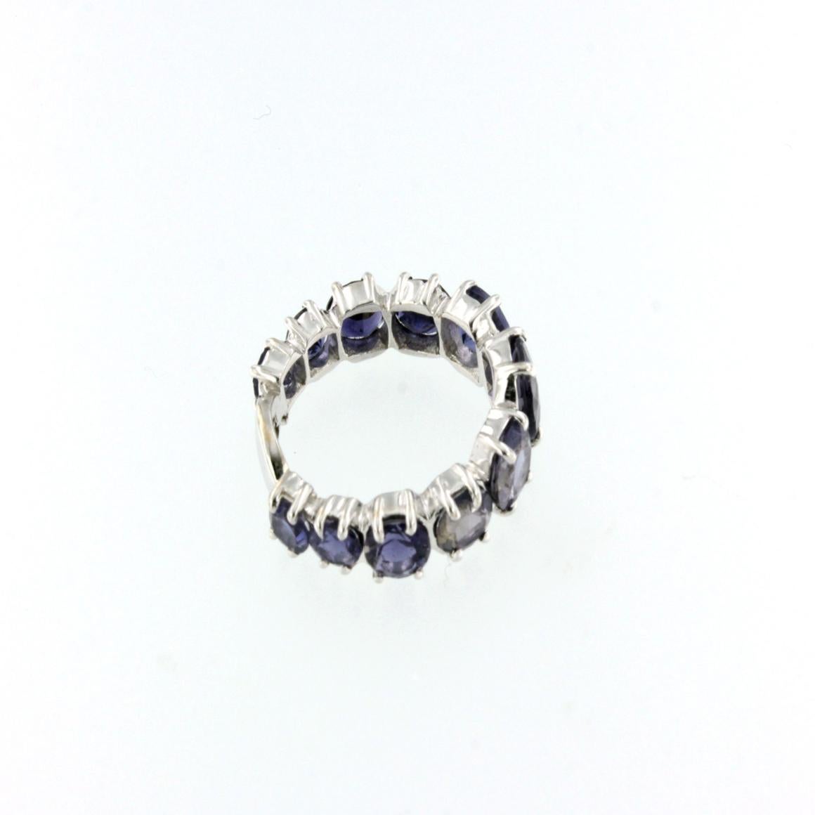 Round Cut 18 Karat White Gold with Iolite Ring For Sale