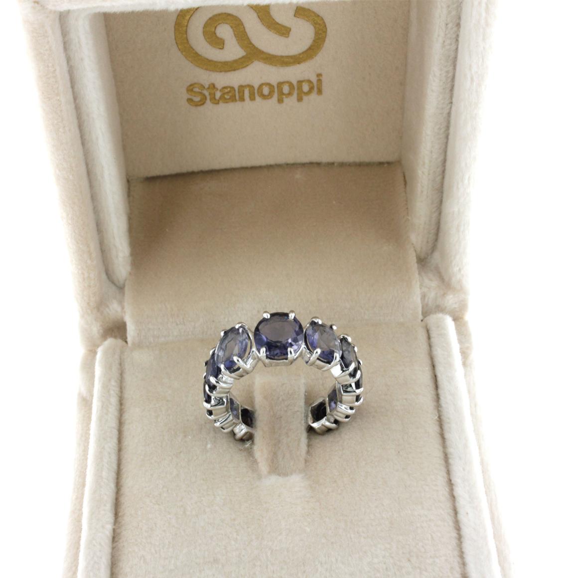 18 Karat White Gold with Iolite Ring In New Condition For Sale In GALLARATE, IT