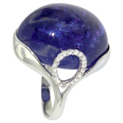 18 Karat White Gold with Tanzanite and White Diamond Ring