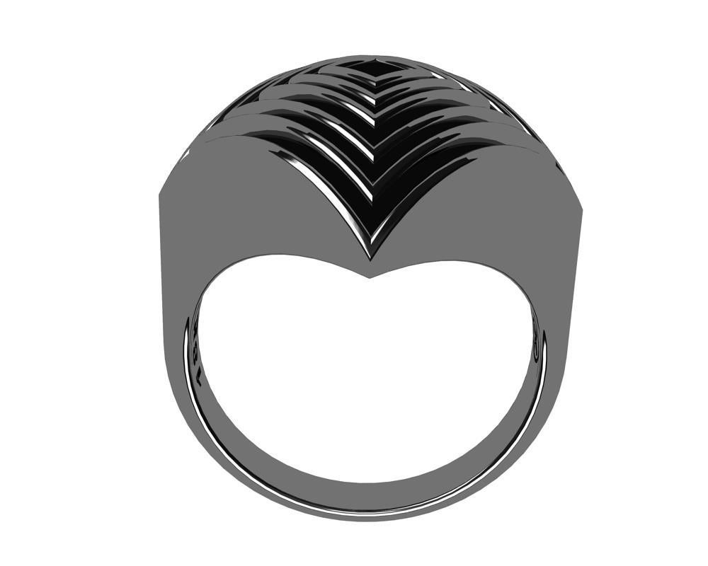 Im Angebot: 18 Karat Weißgold Damen Schwarz Rhodium Rhombus Reihen Ring () 6