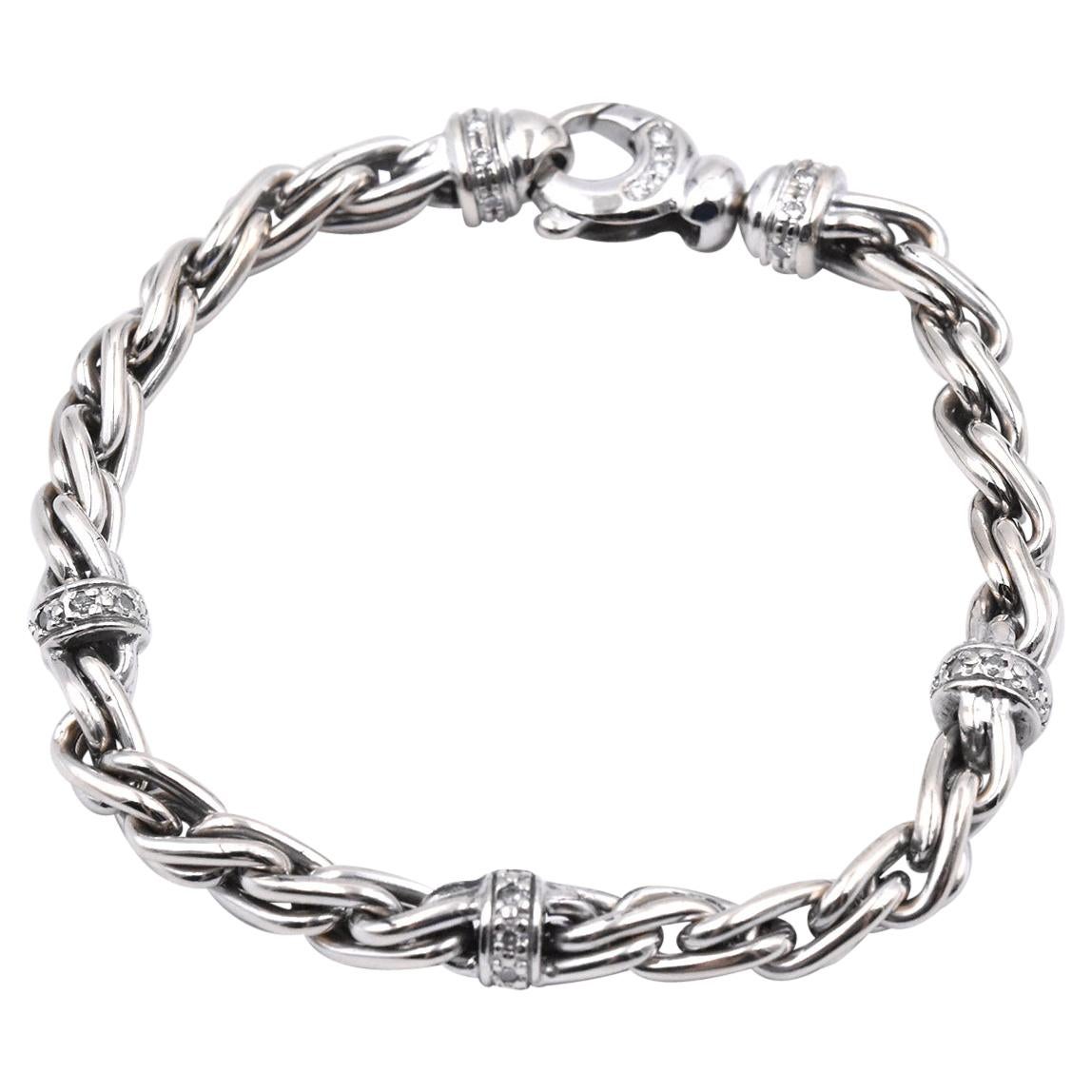 Collections 18 Karat White Gold Woven Hercules Knot Bracelet