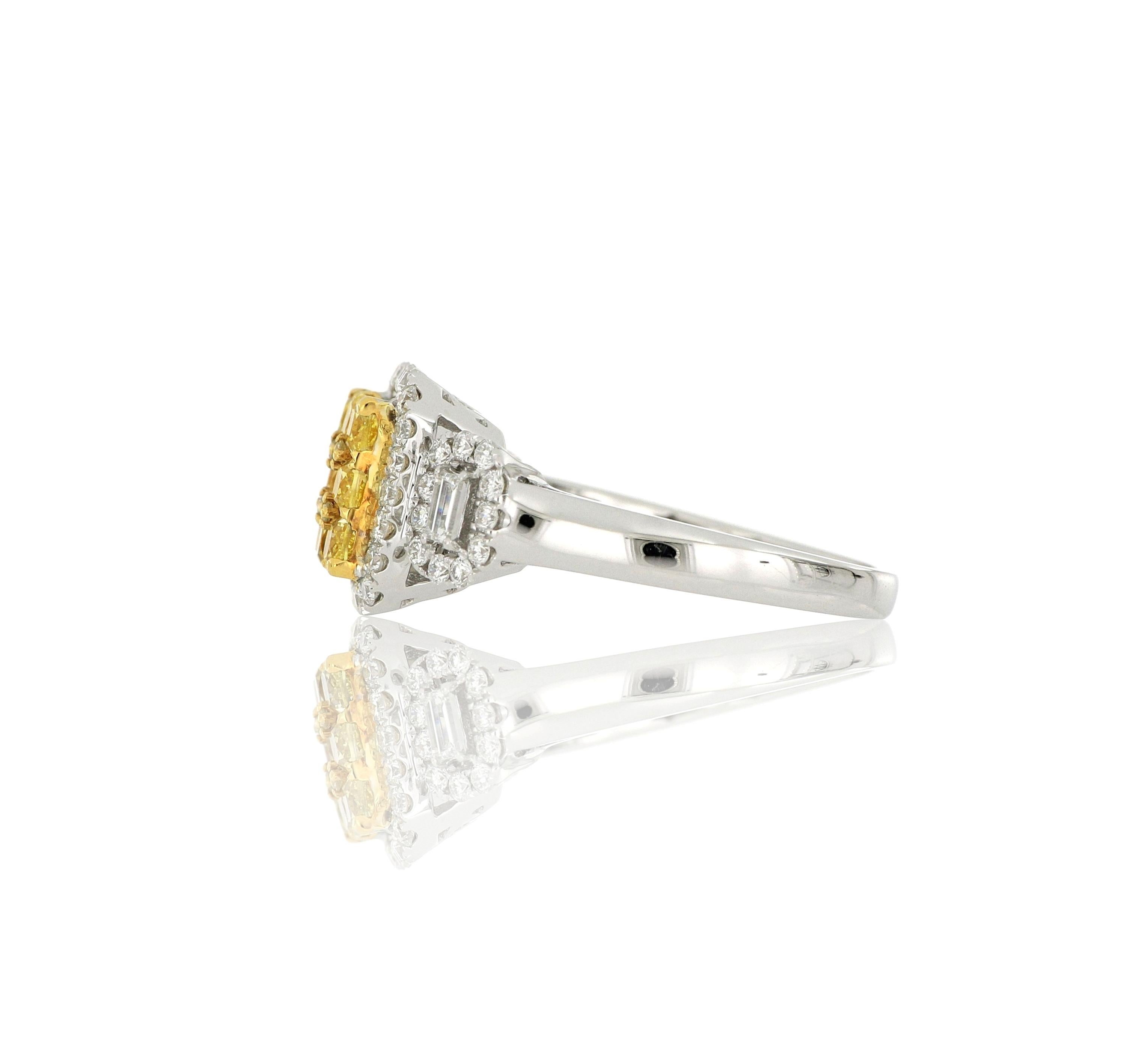 18 Karat Weißgold Gelber Diamant Mode-Ring (Zeitgenössisch) im Angebot