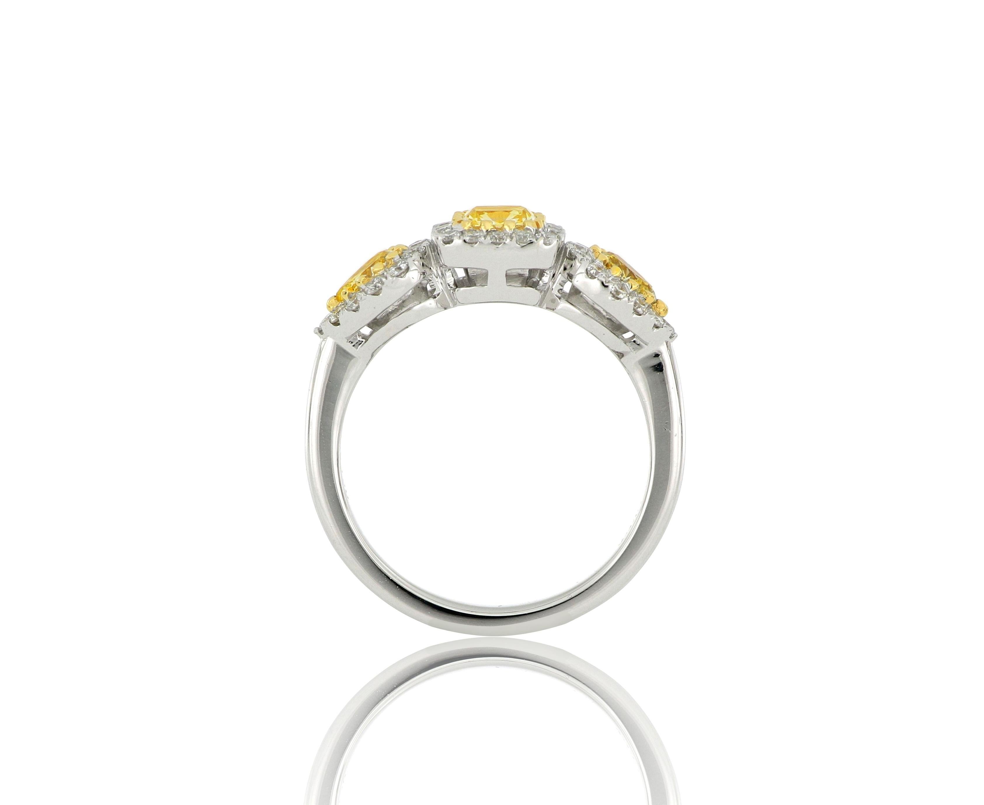 18 Karat Weißgold Gelber Diamant Mode-Ring (Brillantschliff) im Angebot