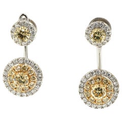 18 Karat White Gold Yellow Diamond Jacket Stud Earring