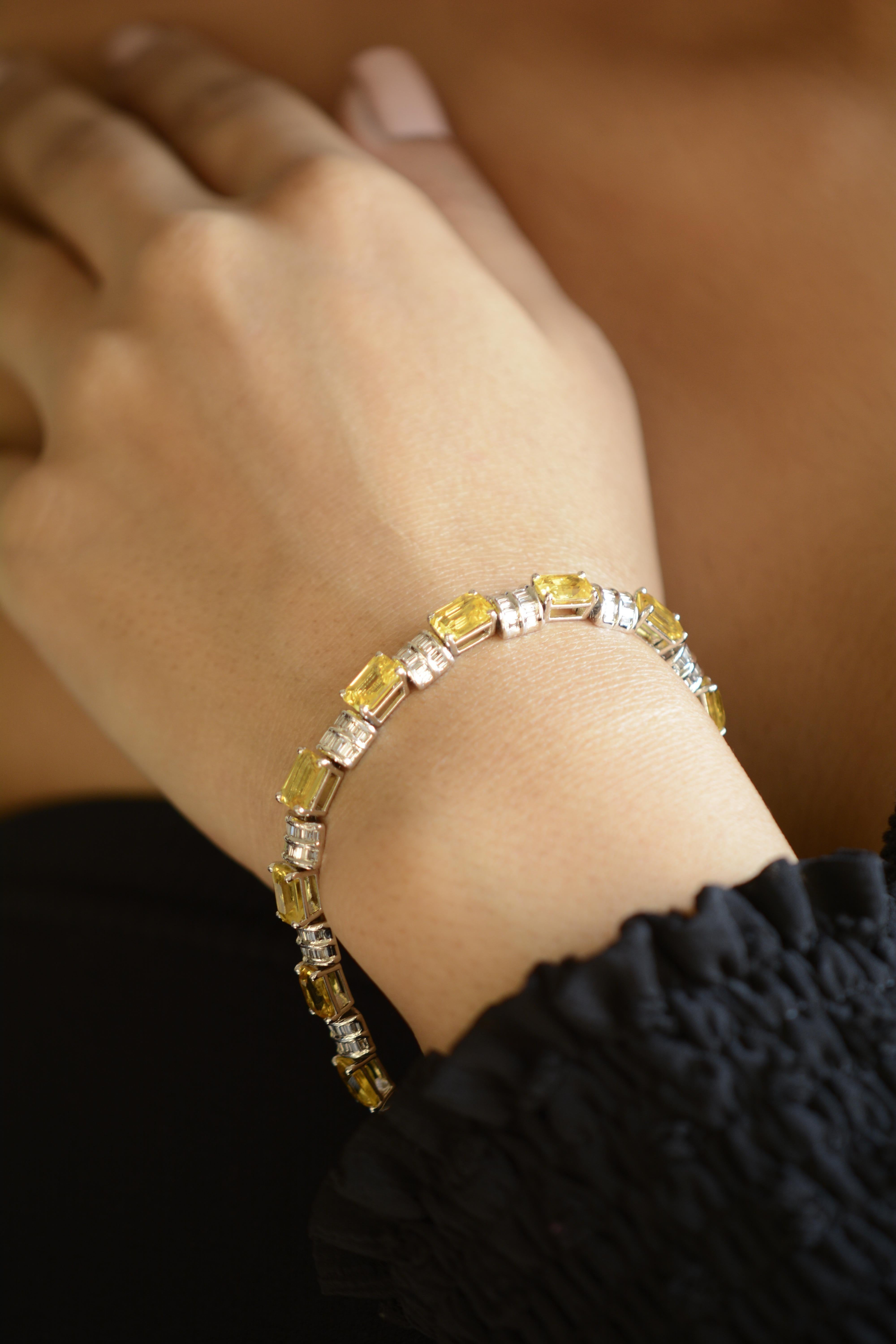 Women's 18 Karat White Gold Yellow Sapphire and Diamond Bracelet