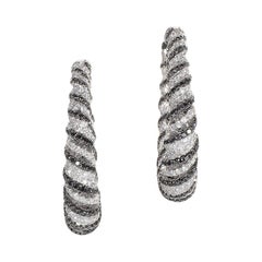 18 Karat White Gold Zebra Hoop Earrings