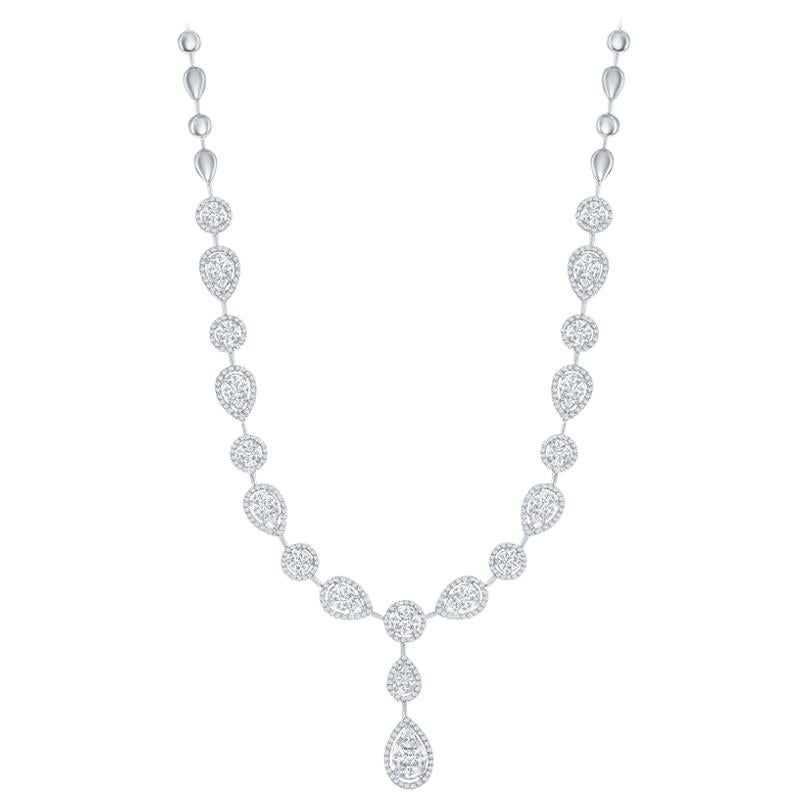 18 Karat Pear Shaped Diamond Necklace 9 Carat For Sale