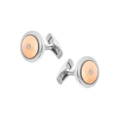18 Karat White Pink Gold Fine Jewelry Diamond Statement Cufflinks