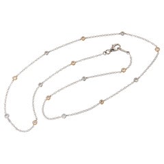 18 Karat White & Rose Gold 0.64 Cttw Diamonds Station Necklace