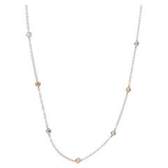 18 Karat White & Rose Gold 0.64 Cttw Diamonds Station Necklace