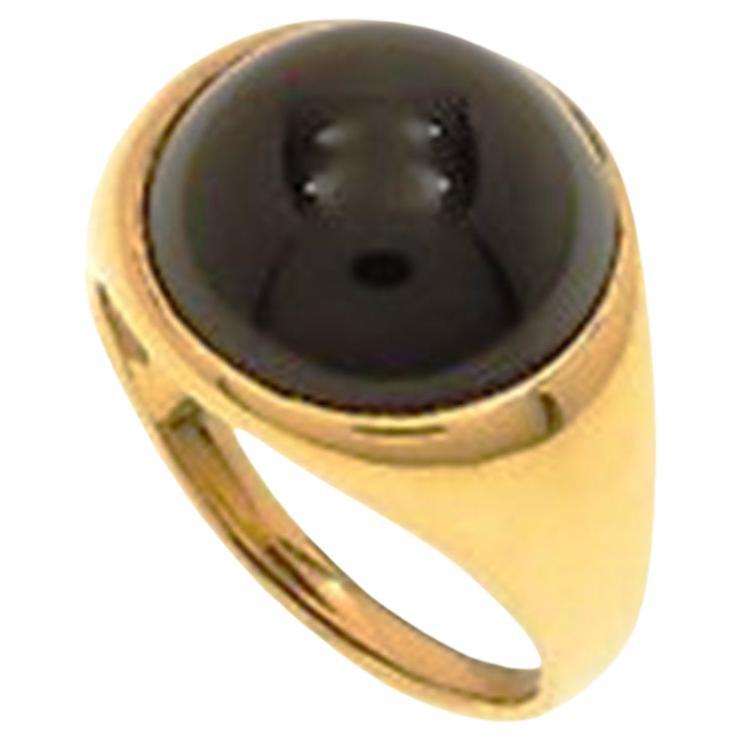 18 Karat Rose Gold Onyx Ring Modern For Sale