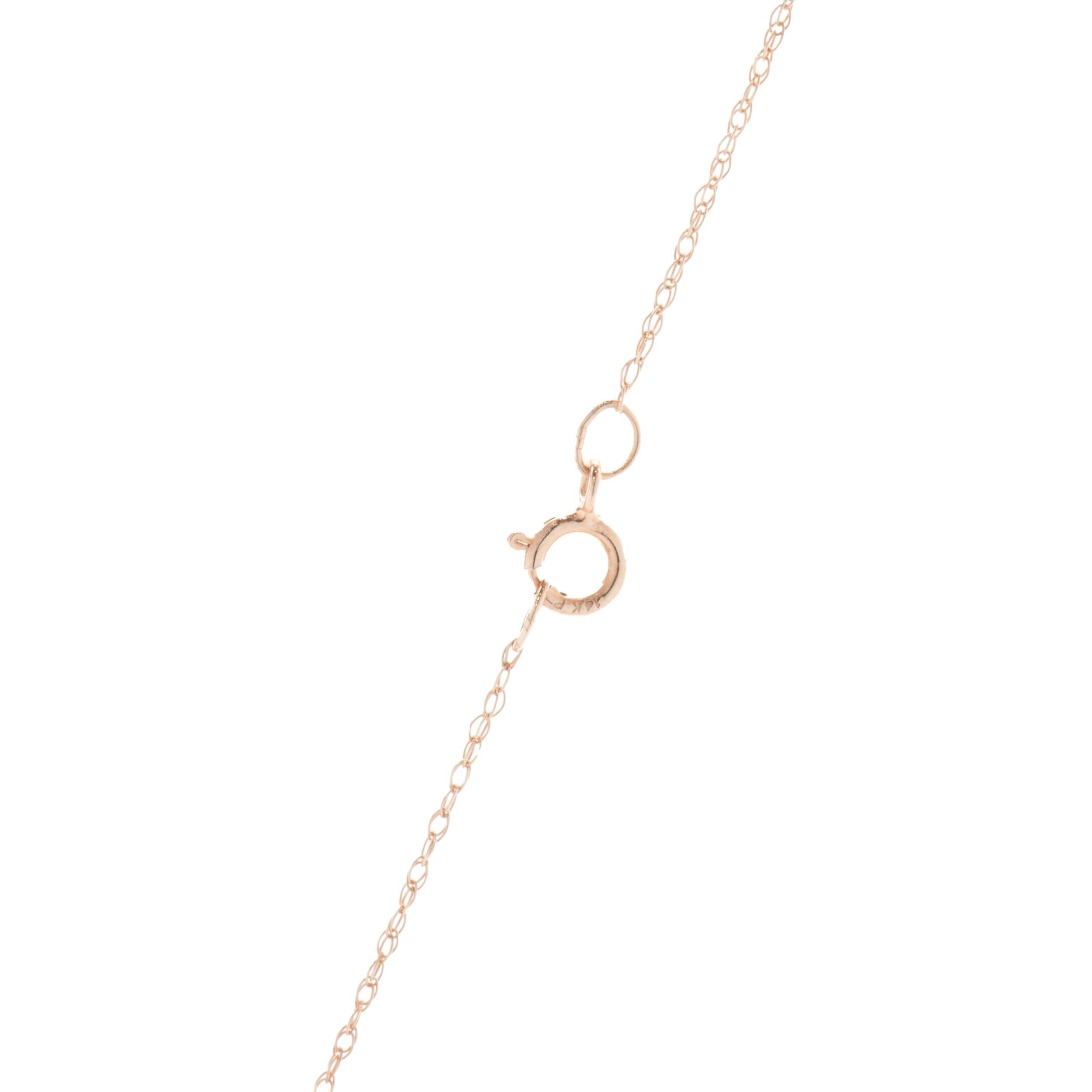 18 Karat White & Rose Gold Rectangular Diamond Drop Necklace In Excellent Condition For Sale In Scottsdale, AZ
