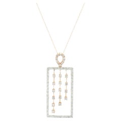 Collier goutte rectangulaire en or blanc et rose 18 carats