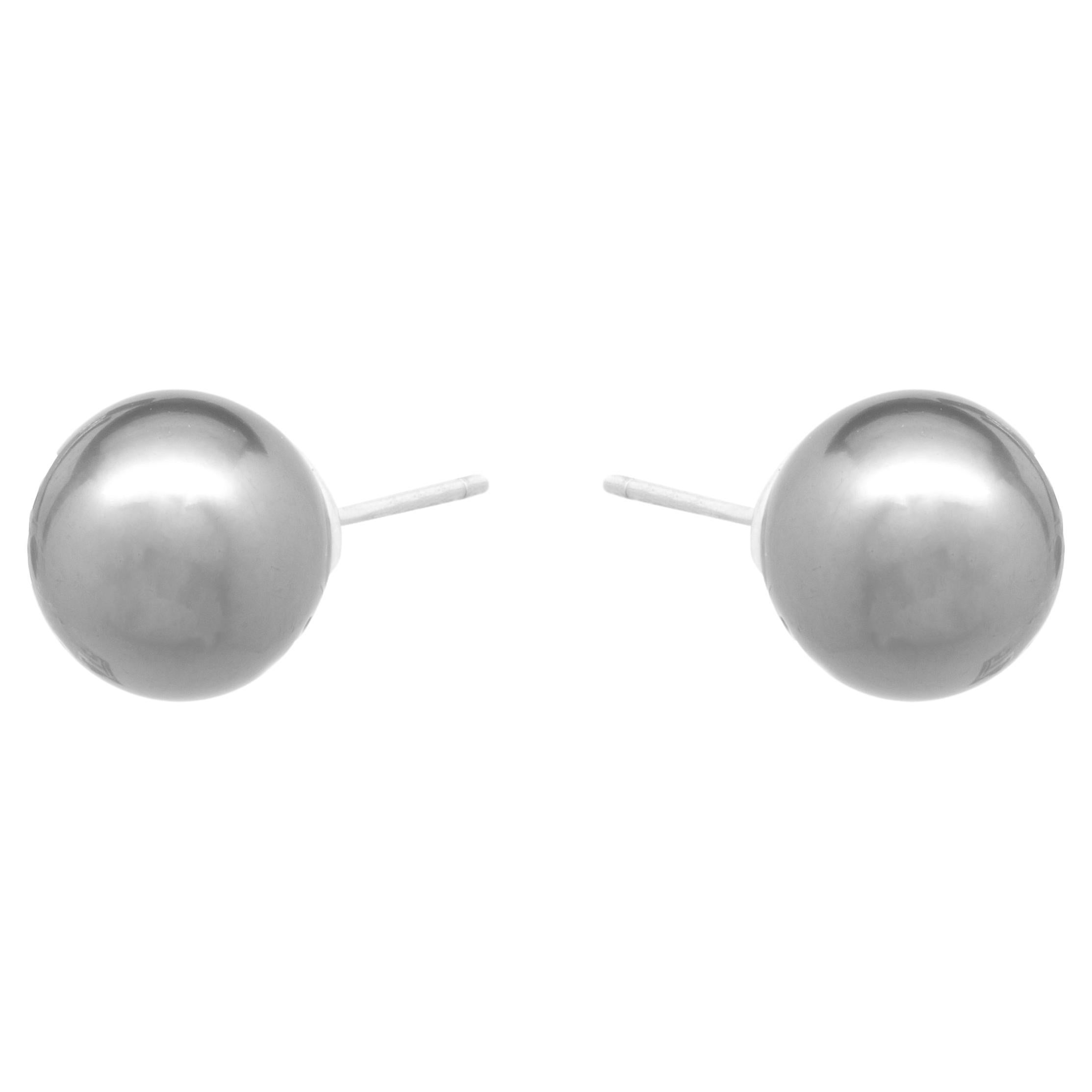 18 Karat White Tahitian Pearl Stud Earrings