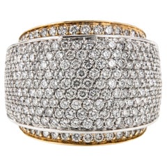 Bague en or blanc et jaune 18 carats 5.55 Cttw Diamond Domed Ring Made in Italy