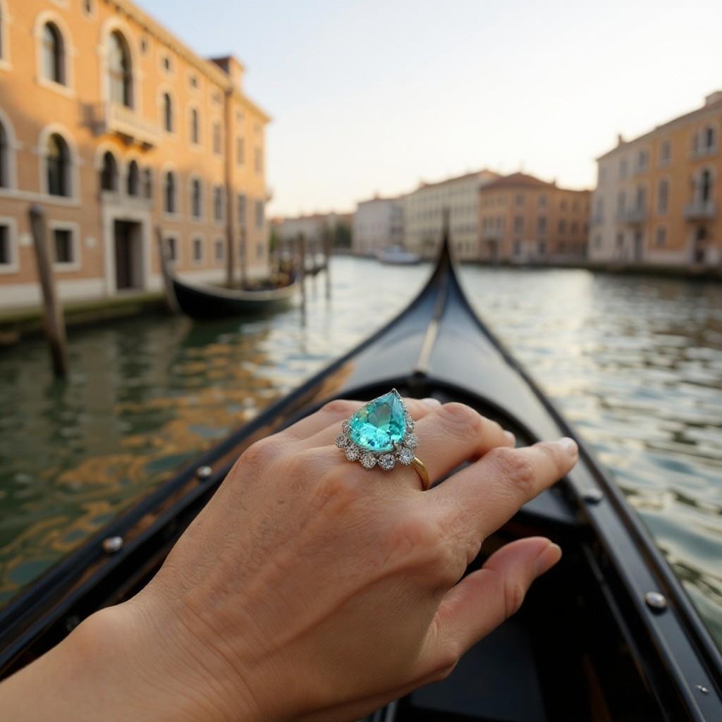 18 Karat Weiß- und Gelbgold Cocktail-Ring mit birnenförmigem Apatit und Diamanten 10,05 Karat im Angebot 3