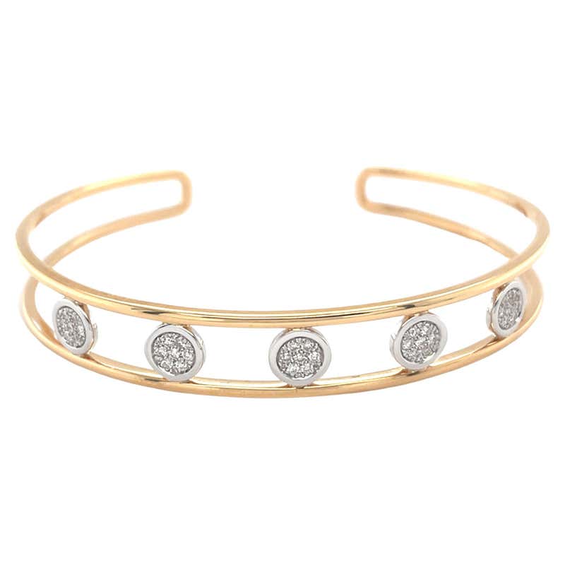 Alex Jona White Diamond 18 Karat White Gold Wave Bangle Bracelet For ...