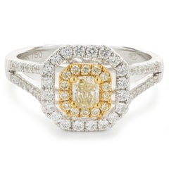 18 Karat White 
Yellow Gold Fancy Yellow and White Diamond Engagement Ring