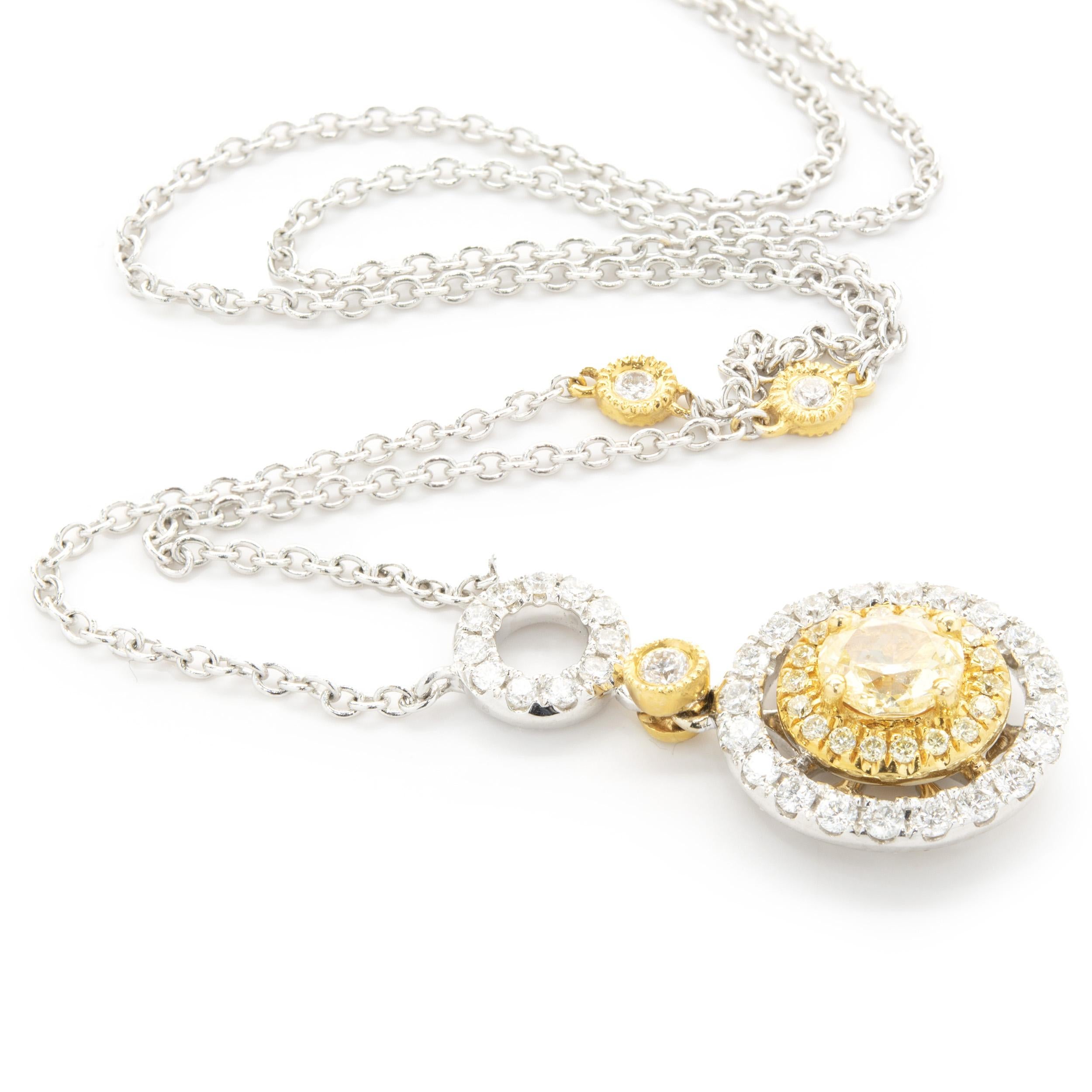 Women's 18 Karat White & Yellow Gold Fancy Yellow Oval Cut Diamond Necklace