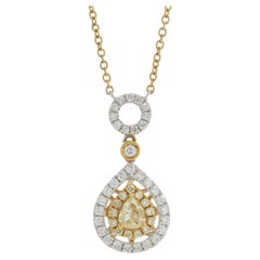 18 Karat White 
Yellow Gold Fancy Yellow Pear Cut Diamond Necklace