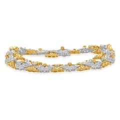 18 Karat White & Yellow Gold Filigree Yellow and White Diamond Bracelet