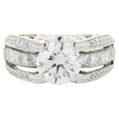 18 Karat White & Yellow Gold Round Brilliant Cut Diamond Engagement Ring
