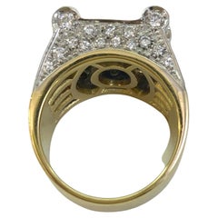 18 Karat Weiß-Gelbgold Saphir-Diamant-Ring