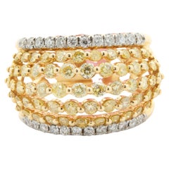 18 Karat Yellow Gold Pave Diamond Cluster Dome Ring For Sale at 1stDibs