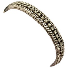 18 Karat Whitegold Bracelet, Set with 60 Natural Diamonds, Italy, 1960