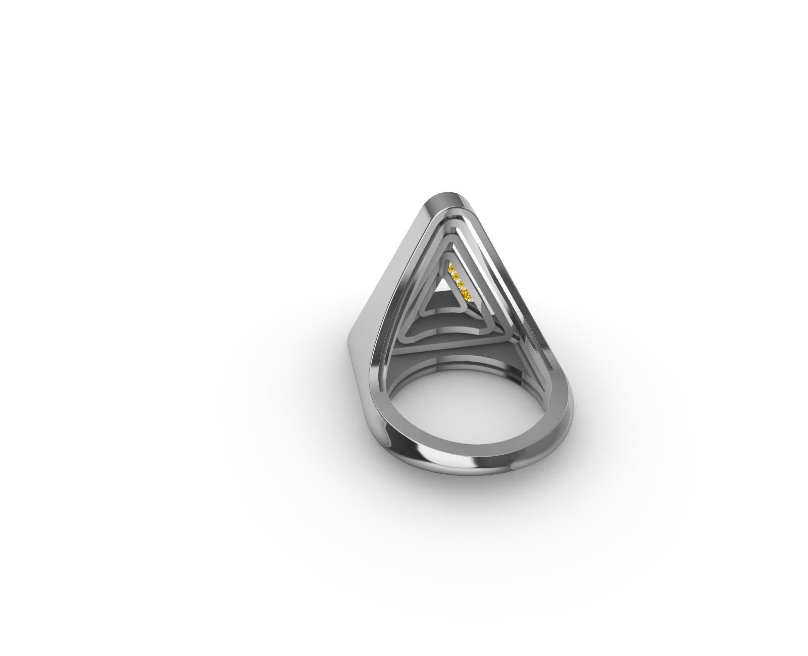 For Sale:  18 Karat White Gold with Natural Vivid Yellow Diamonds Triangle Ring 3