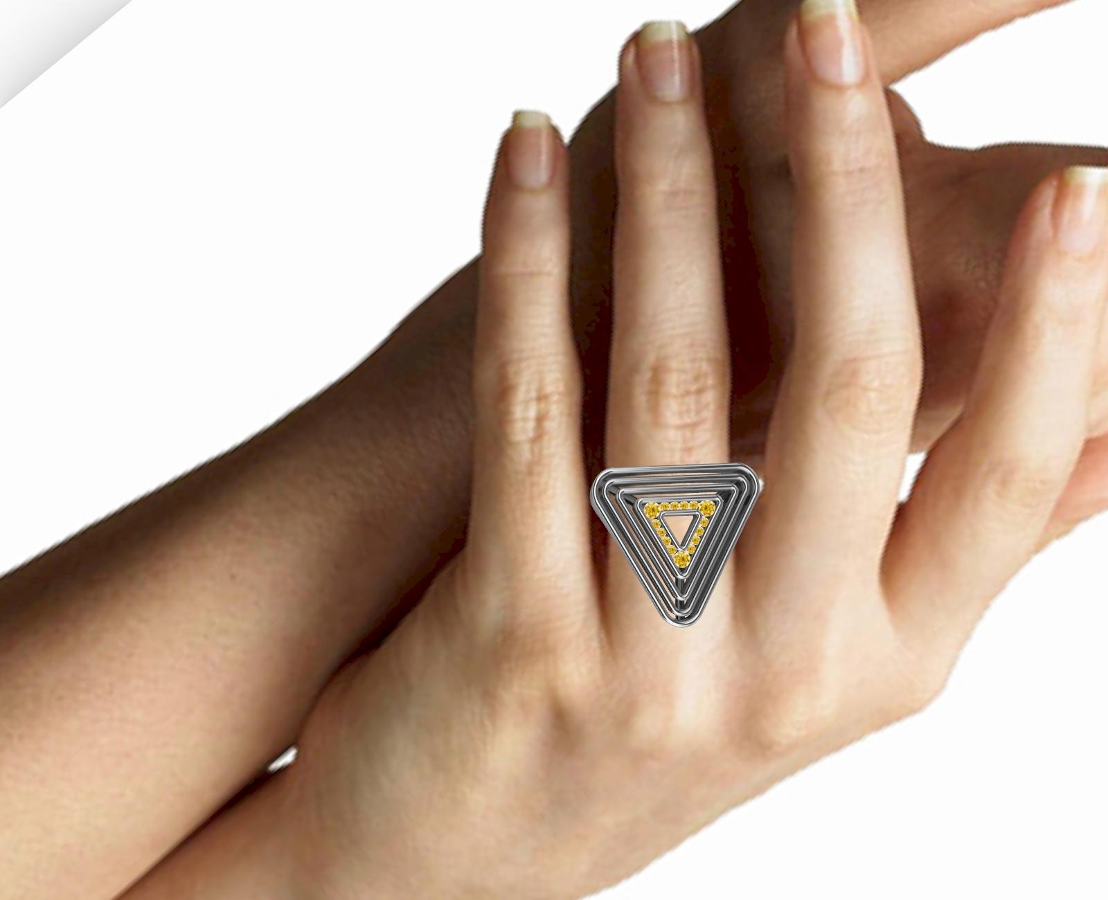 En vente :  Bague triangle en or blanc 18 carats avec diamants naturels Vivid Diamonds 5